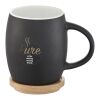 Hearth 400 ml ceramic mug with wooden coaster Standard | Solid black-White | not available | No Branding | not available | not available