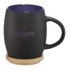 Hearth 400 ml ceramic mug with wooden coaster Standard | Solid black-Blue | No Branding | not available | not available