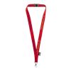 Tom recycled PET lanyard with breakaway closure Priority | Red | 1-color Screen Print | both straps | 290 mm x 16 mm | not available
