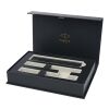 Parker IM Essentials rollerball and ballpoint pen set - silver Solid black