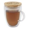 Leona 350 ml glass cup with bamboo lid Standard | White | No Branding | not available | not available
