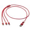 Versatile 5-1 recycled aluminium charging cable Standard | Red | No Branding | not available | not available