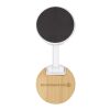 Alcor recycled plastic foldeable magnetic phone stand with bamboo details Standard | White | No Branding | not available | not available
