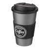 Americano® 350 ml tumbler with grip & spill-proof lid Silver-Solid black | Not applicable | No Branding | not available | not available