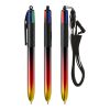 BIC® 4 Colours® Flags Collection + lanyard Black-Black-clear red-yellow