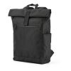 Rome backpack 12L rPET. Roll-top and velcro closure Solid black