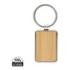 RCS recycled zinc alloy rectangle keychain with bamboo silver-brown | No Branding | not available | not available