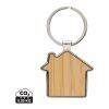 RCS recycled zinc alloy house keychain with bamboo silver-brown | No Branding | not available | not available