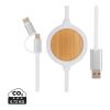 3-in-1 cable with 5W bamboo wireless charger White | No Branding | not available | not available