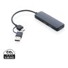 RCS recycled plastic USB hub with dual input black | No Branding | not available | not available