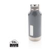 Leak proof vacuum bottle with logo plate grey | No Branding | not available | not available