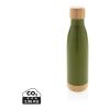 Vacuum stainless steel bottle with bamboo lid and bottom green | No Branding | not available | not available