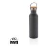 Modern stainless steel bottle with bamboo lid grey | No Branding | not available | not available