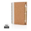 Cork spiral notebook with pen White | No Branding | not available | not available