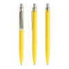 Prodir QS01 push ballpoint pen Soft Touch with metal clip yellow-silver | Without Branding | Black