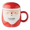 Ceramic mug with lid 370 ml red | No Branding | not available | not available