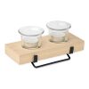 Tea light holder set with stand wood