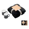 Fleece blanket & 2 mugs set black