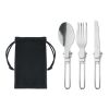 3-piece camping cutlery set black | No Branding | not available | not available | not available