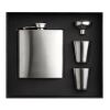 Slim hip flask w 2 cups set matt silver | No Branding | not available | not available | not available