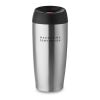 Double wall travel cup 350 ml with push function lid matt silver | No Branding | not available | not available | not available