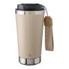 Recycled stainless steel double-walled drinking mug 500 ml Kayla beige | No Branding | not available | not available