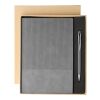 Recycled PU notebook (A5) and ballpen set Tarek grey | No Branding | not available | not available