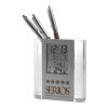 Pen holder with clock Carter, ABS black/silver | No Branding | not available | not available