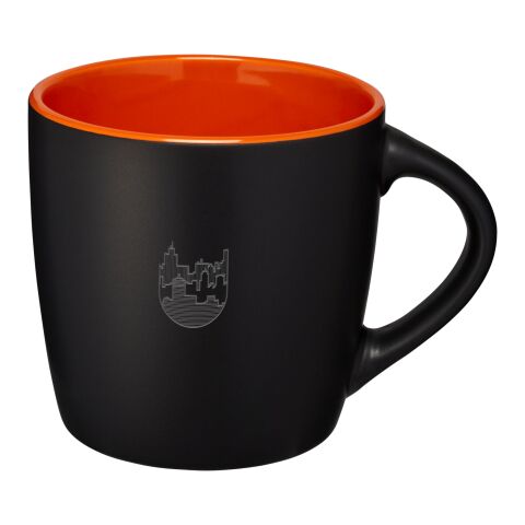 Riviera ceramic mug 340 ml Standard | Solid black-Orange | No Branding | not available | not available