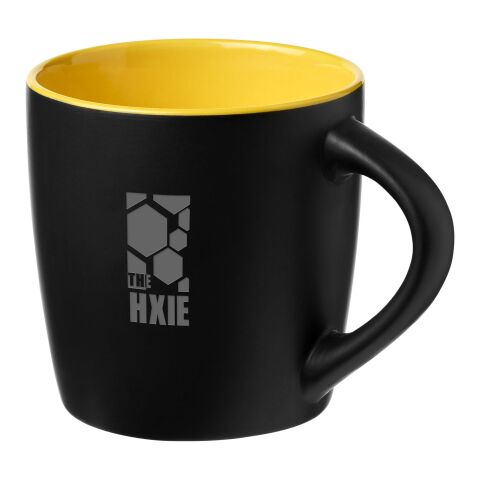 Riviera ceramic mug 340 ml Standard | Solid black-Yellow | No Branding | not available | not available