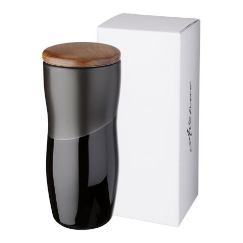 Reno 370 ml double-walled ceramic tumbler Standard | Solid black | No Branding | not available | not available