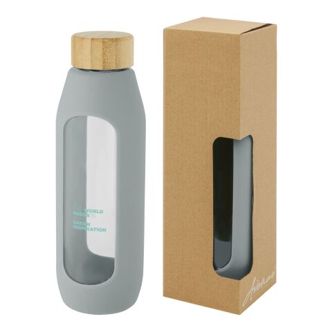 Tidan 600 ml borosilicate glass bottle with silicone grip