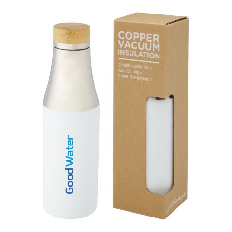Hulan 540 ml copper vacuum insulated stainless steel bottle with bamboo lid Standard | White | No Branding | not available | not available