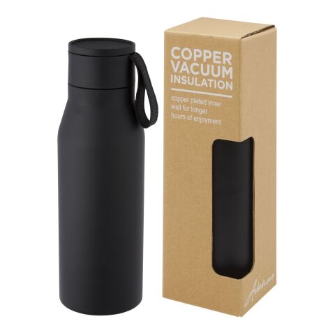 Ljungan 500 ml copper vacuum insulated stainless steel bottle with PU leather strap and lid Standard | Black | No Branding | not available | not available