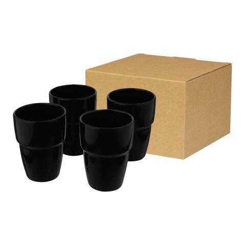 Staki 4-piece 280 ml stackable mug gift set Standard | Black | No Branding | not available | not available