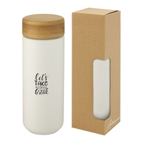 Lumi 300 ml ceramic tumbler with bamboo lid Standard | White | No Branding | not available | not available