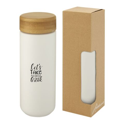 Lumi 300 ml ceramic tumbler with bamboo lid Standard | White | No Branding | not available | not available