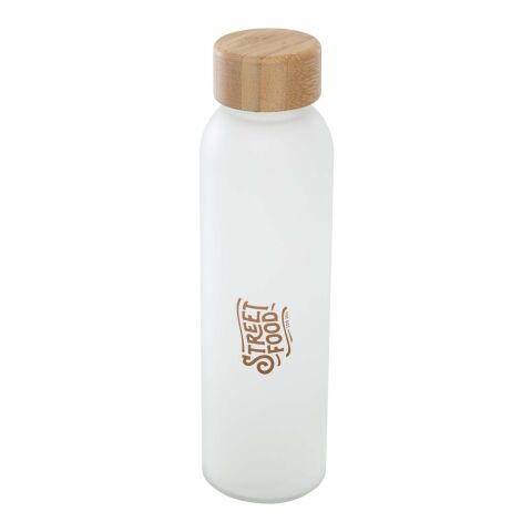 Lume 500 ml matte soda lime glass bottle with bamboo lid   Standard | White | No Branding | not available | not available