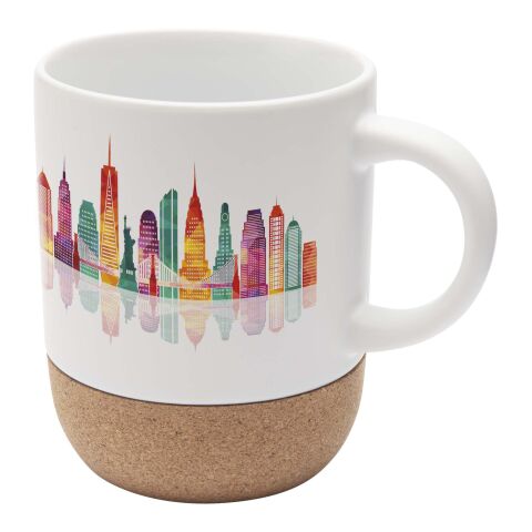 Billie 300 ml ceramic sublimation mug with cork details Standard | White | No Branding | not available | not available | not available