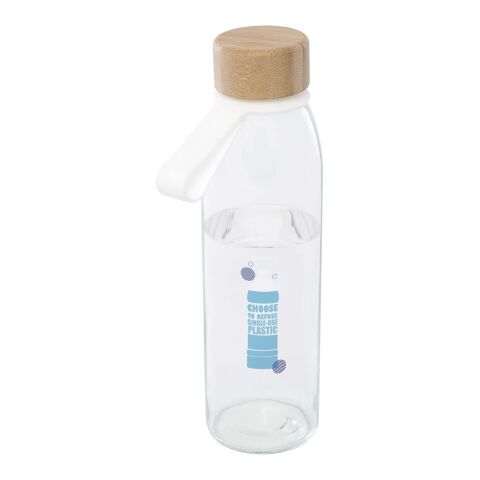 Porto 500 ml glass water bottle with silicone handle and bamboo lid  Standard | White | No Branding | not available | not available