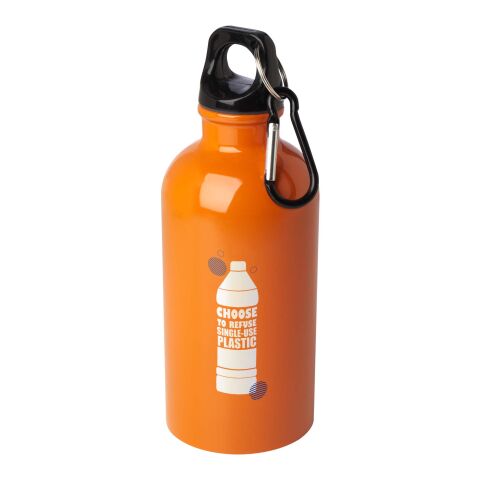 Oregon 400 ml RCS certified single wall stainless steel water bottle with carabiner Standard | Orange | No Branding | not available | not available
