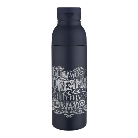 Illuminate 650 ml RCS recycled double wall stainless steel water bottle with 3-piece lid set Standard | Deep blue | Not applicable | No Branding | not available | not available