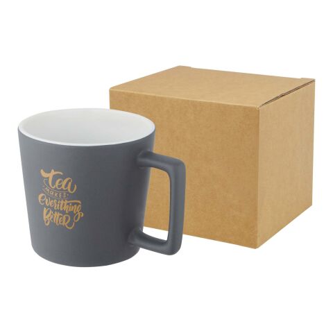Cali 370 ml ceramic mug with matt finish Standard | White-Grey | No Branding | not available | not available