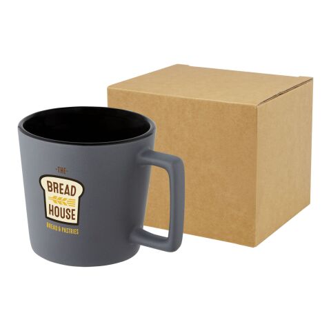 Cali 370 ml ceramic mug with matt finish Standard | Solid black-Grey | No Branding | not available | not available