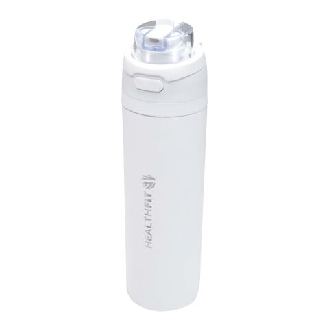 Theron 800 ml RCS recycled single wall stainless steel water bottle with dual function lid  White