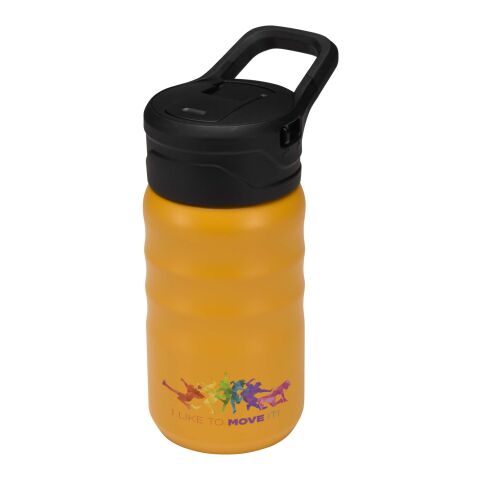 Knox 350 ml RCS recycled double wall stainless steel sport bottle with flip straw Yellow