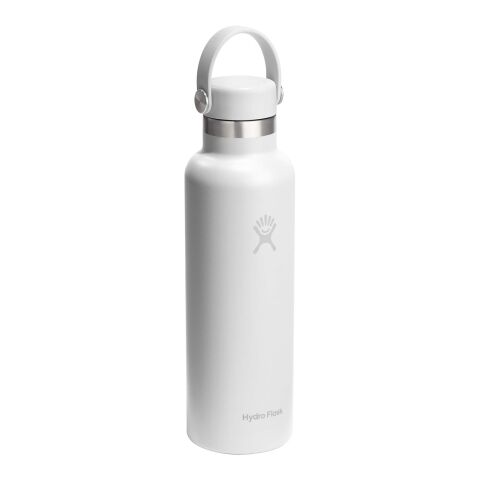Hydro Flask Standard Mouth 621 ml insulated stainless steel water bottle with straw cap White