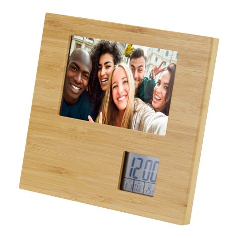 Sasa bamboo photo frame with weather station 