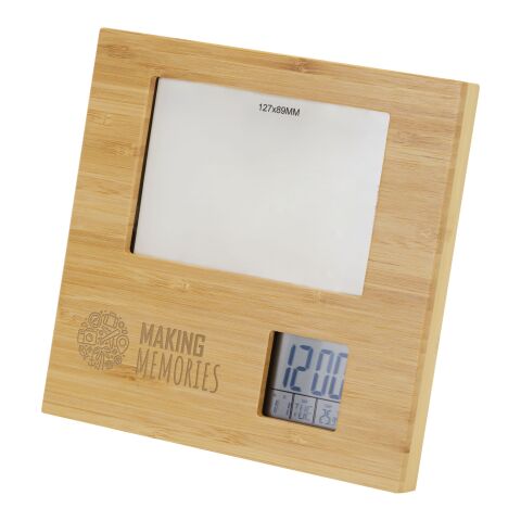 Sasa bamboo photo frame with weather station