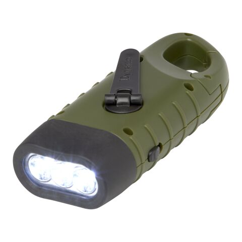 Helios recycled plastic solar dynamo flashlight with carabiner Standard | Army green | No Branding | not available | not available